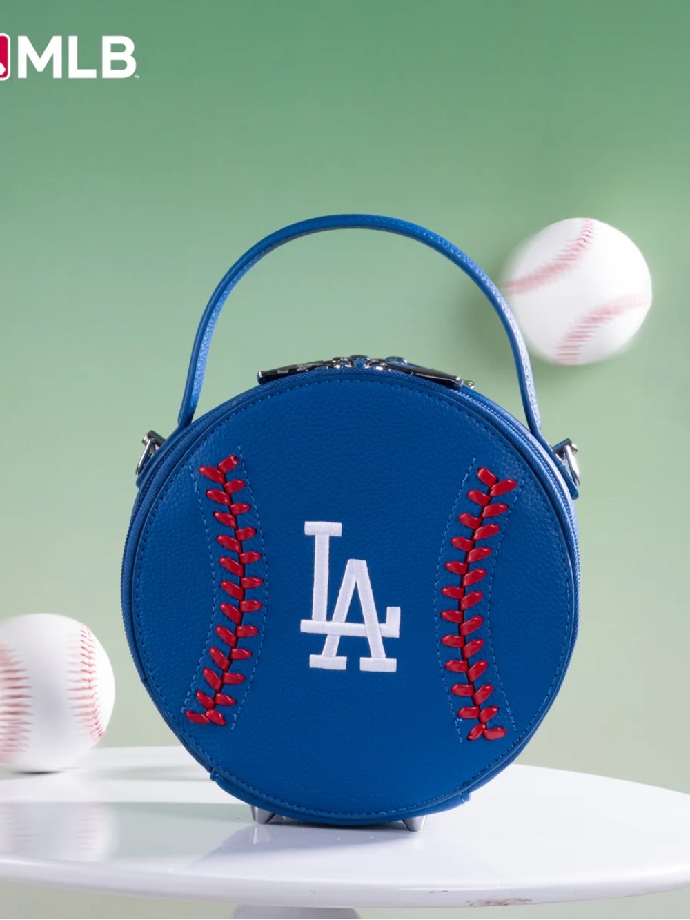 Montana West Blue Round Crossbody Bag with Red Stitch Accents - Picture 2 of 4